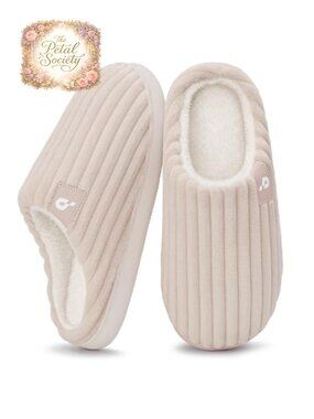 Fuzzy Corduroy Memory Foam Slippers Cozy Warm House Shoes